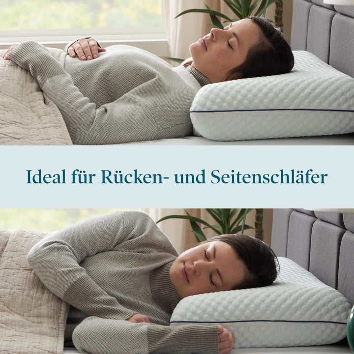 LUCID Gel Memory Foam Pillow 40X60 Cm - Respirabil - efect de răcire - capac lavabil - pernă Oeko-Tex, alb Perne standard Naty Shop