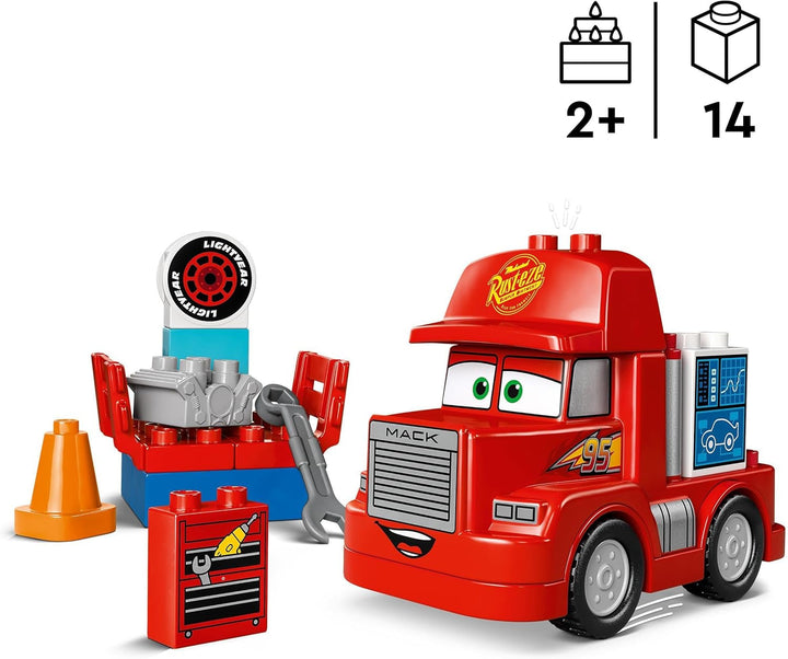 LEGO DUPLO | Disney and Pixar™S Cars Mack Truck Racing, set de mașini cu camion de jucărie pentru copii de 2 ani și peste, cadou pentru copiii de 2 ani care iubesc camionul roșu din film 10417 Seturi de constructie Besuche den LEGO-Store