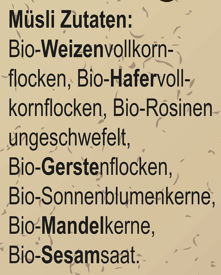Seitenbacher Bio Müsli Voll-Biologische Mischung I Ohne Zugesetzten Zucker I Ohne Zugesetztes Fett I (1 X 750 G) Cereale Naty Shop