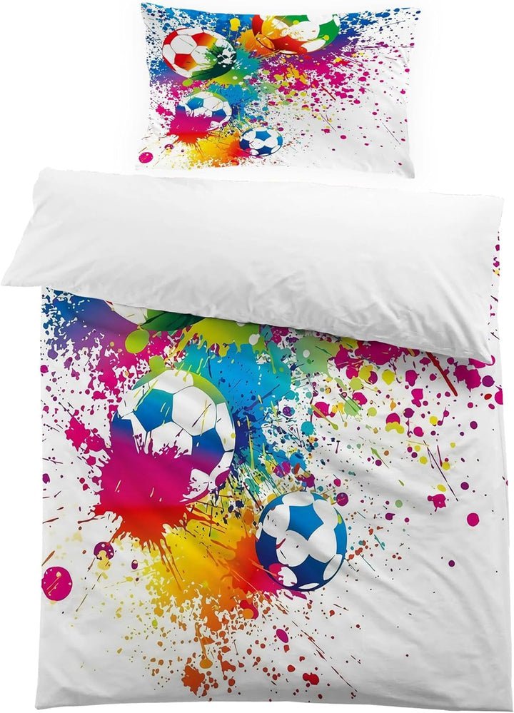 Lenjerie de pat pentru baieti, fotbal, poliester microfibra Lenjerie de pat - copii Naty Shop Model 2 150X200 Cm + 50X80 Cm