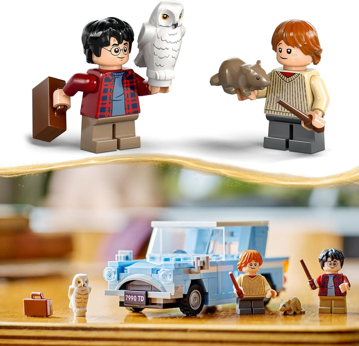 LEGO Harry Potter Flying Ford Anglia, mașină de jucărie construibilă pentru copii, cadou pentru băieți, fete și toți fanii de la 7 ani, set cu 2 mini figurine, inclusiv Ron Weasley, pentru jocuri de rol 76424 Seturi de constructie Besuche den LEGO-Store