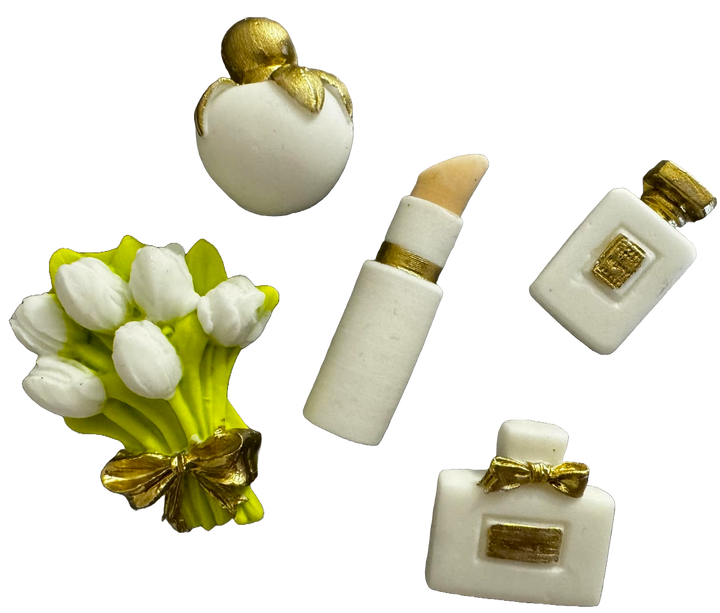 Set 5 decoratiuni comestibile din pasta de zahar, Eleganta Decoratiuni din Pasta de Zahar Nati Shop