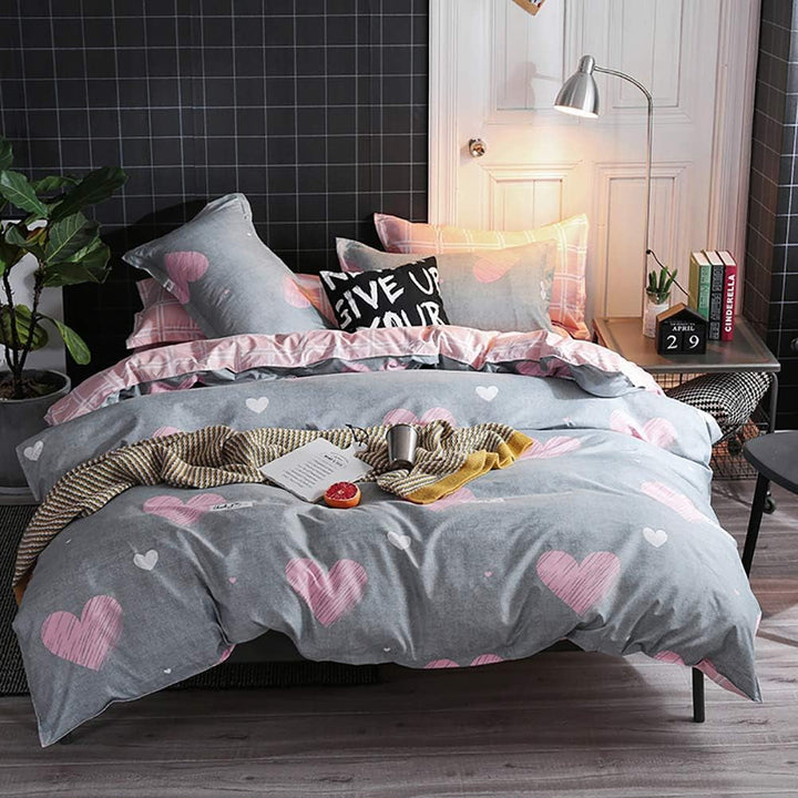 Ashanlan Mädchen Rosa Bettwäsche Schmetterling 135 X 200 Kinderbettwäsche Pink Bunt Butterfly 100% Mikrofaser Kinder Bettbezug Mit Kissenbezug 80X80 Naty Shop Grau Mit Rosa Herzen 140X200 + 70X90 Cm
