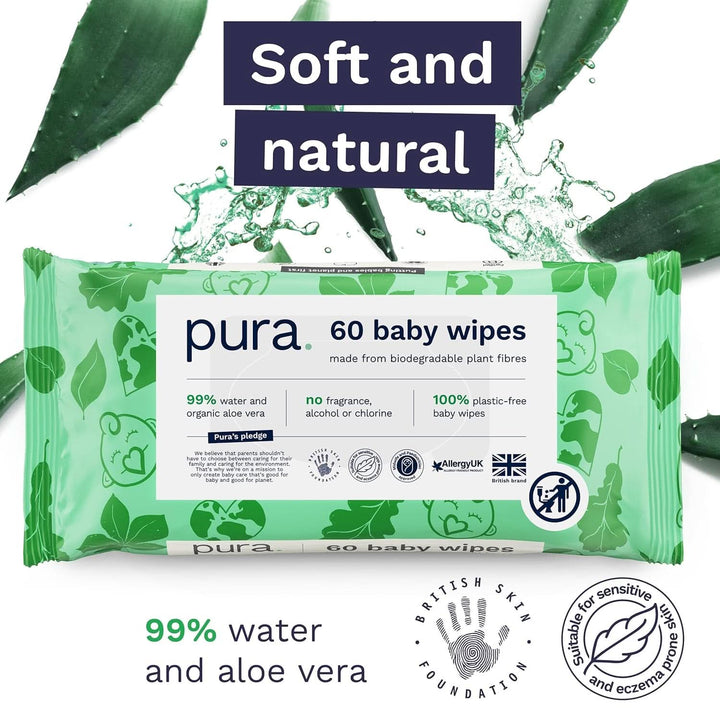 Șervețele ecologice pentru pielea sensibilă a bebelușului, 99% apă, fără plastic, biodegradabile, pentru pielea sensibilă, predispusă la eczeme, nou-născuți Servetele Umede Bebelusi Naty Shop