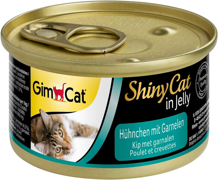 Gimcat Shinycat in Jelly Tuna - hrană umedă cu pește și taurină pentru pisici - 24 cutii (24 X 70 G)
