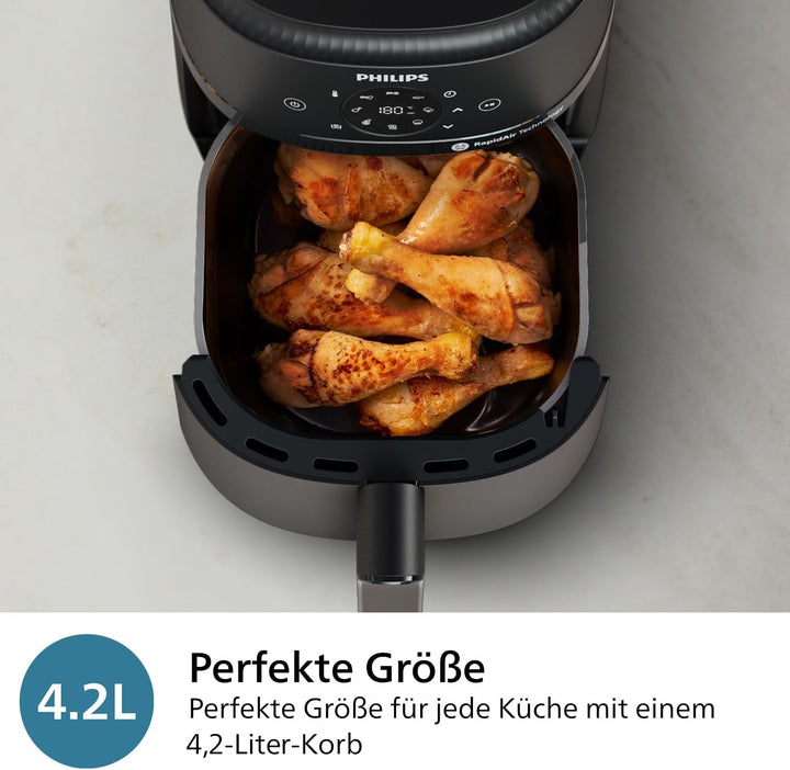 Philips Airfryer seria 2000 4.2L - Ecran tactil digital, 13 opțiuni de gătit, 9 funcții presetate, Până la 90% mai puțină grăsime cu tehnologia Rapidair, putere 1500W Electrocasnice Naty Shop