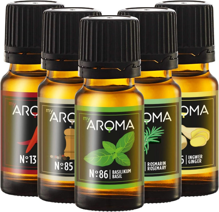 Myaroma | Set: Forest & Meadow - Aromă naturală pură cu aromă de fructe și aromă de fructe (5 x 10 ml) | Fără zahăr și neîndulcit Indulcitori Naty Shop Tigaie de grătar