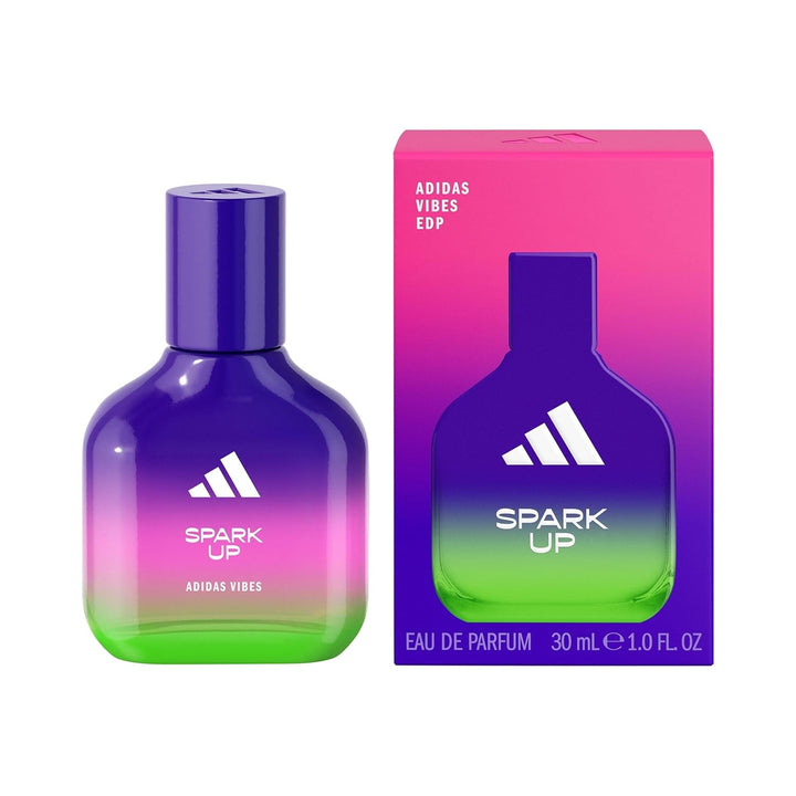 Adidas Vibes Happy Feels Eau De Parfum, un parfum unisex vesel, care îmbunătățește starea de spirit, cu note florale proaspete și uleiuri esențiale naturale, 100 ml