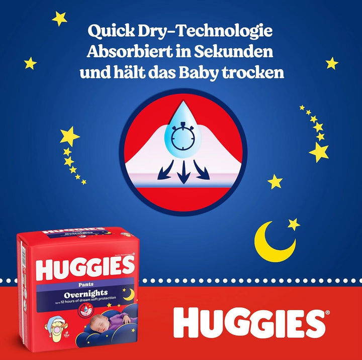 Pantaloni de noapte Huggies Mărimea 4 (9-14 kg), Cutie lunară pentru scutece, 104 bucăți Mama si Copilul Naty Shop