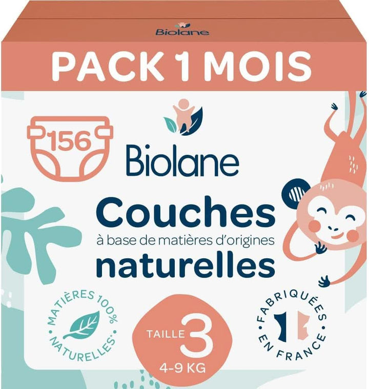 Scutece Biolane pentru piele sensibila - deosebit de absorbanta, fara scurgeri, 12 ore uscate, diverse marimi Mama si Copilul Naty Shop Mărimea 3 (156 unități)