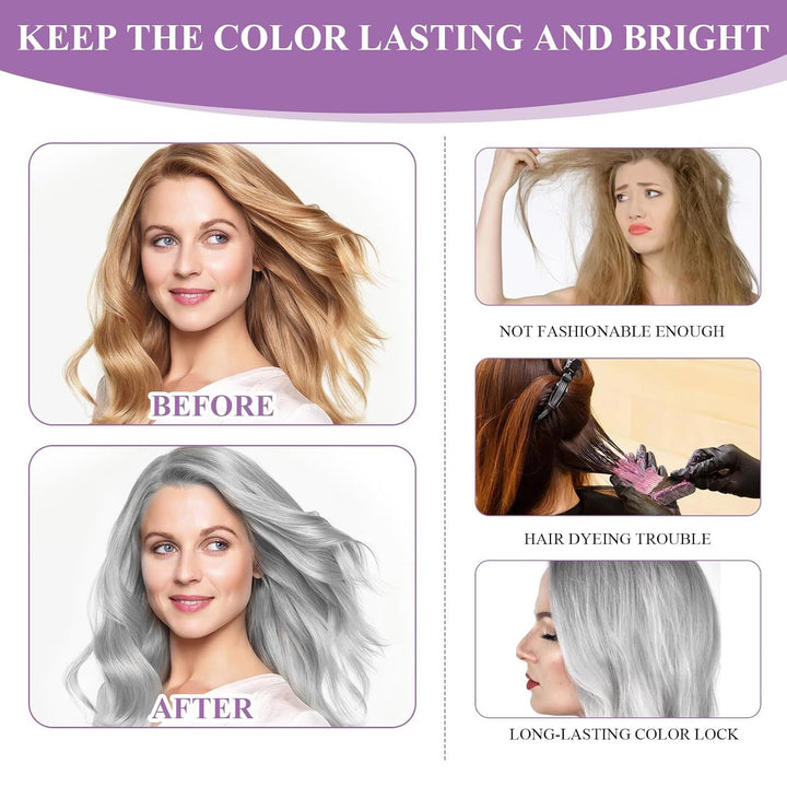Grey Hair Dye Natural Essence Extract Silver Hair Dye Pieces Silver 2PCS Grey Natural Hair Dye Cream Hair Dye Grey for Unique and Personalised Experiences Vopsea pentru par Naty Shop