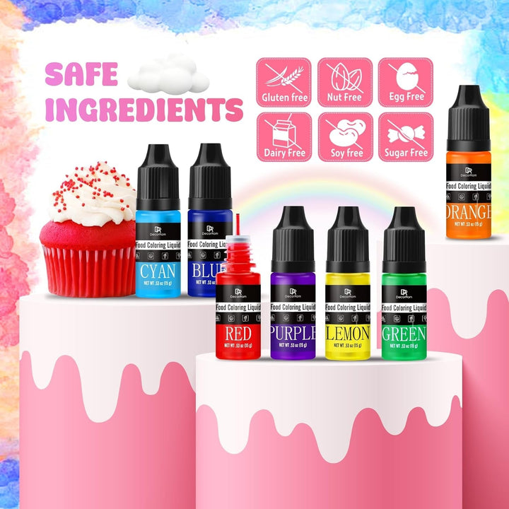 Set coloranti alimentari lichizi, curcubeu, 7 x 15 ml Coloranti Alimentari Naty Shop