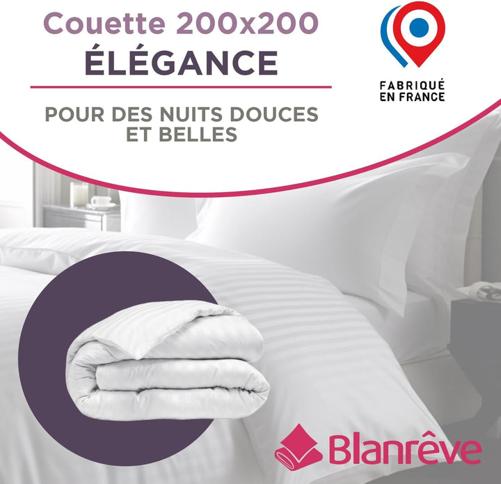 Quilt, satin, cu dungi, 400 G/M², 200 X 200 Cm, microfibră, alb, 200 X 200 Cm Plapumi si pilote Naty Shop