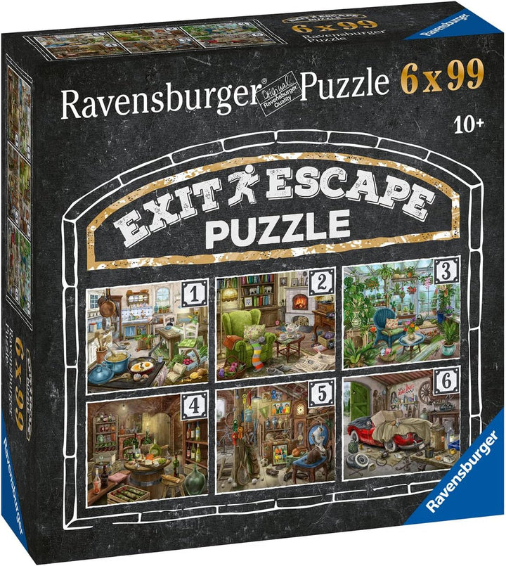 Ravensburger EXIT Puzzle - The Ghostly Manor House - 6X puzzle de 99 de piese pentru adulți și copii iubitori de puzzle cu vârsta de 10 ani și peste Puzzle Naty Shop
