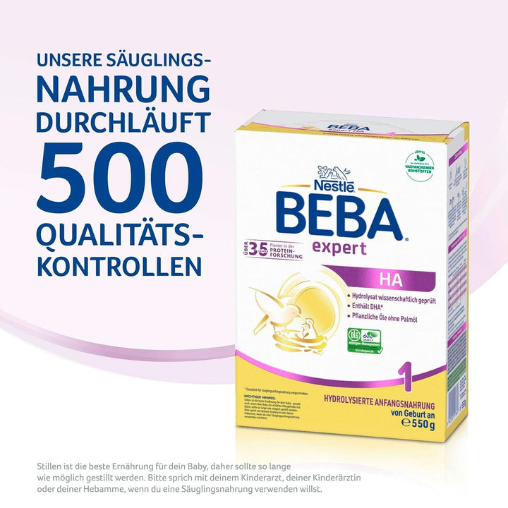 BEBA Expert HA 1 Hydrolysierte Anfangsnahrung, Säuglingsnahrung Von Geburt An, 6Er Pack (6 X 550G) Mama si Copilul Naty Shop
