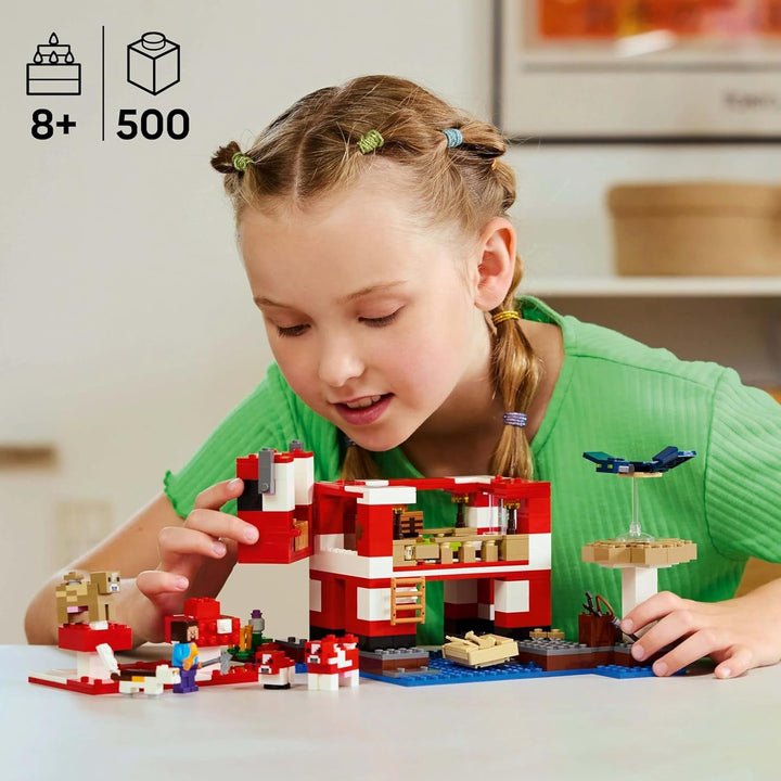 LEGO Minecraft The Mushroom Cow House, jucărie de construit pentru jocul video, model în țara ciupercilor cu minifigurine, Steve și alte personaje, set de joacă pentru băieți și fete de la 8 ani 21270 Seturi de constructie Besuche den LEGO-Store