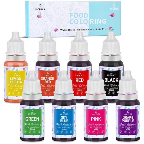 Lebensmittelfarbe 8X10Ml – Flüssige Hochkonzentrierte Lebensmittelfarbe Set Zum Backen, Kuchen, Kekse, Glasur, Macaron, Fondant – Lebendiger Lebensmittelfarbstoff Für DIY Seifen Schleim Kunsthandwerk Naty Shop 8X10Ml