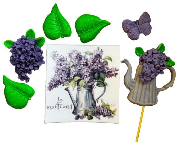 Set 7 decoratiuni comestibile din pasta de zahar, Flori de liliac Decoratiuni din Pasta de Zahar Nati Shop