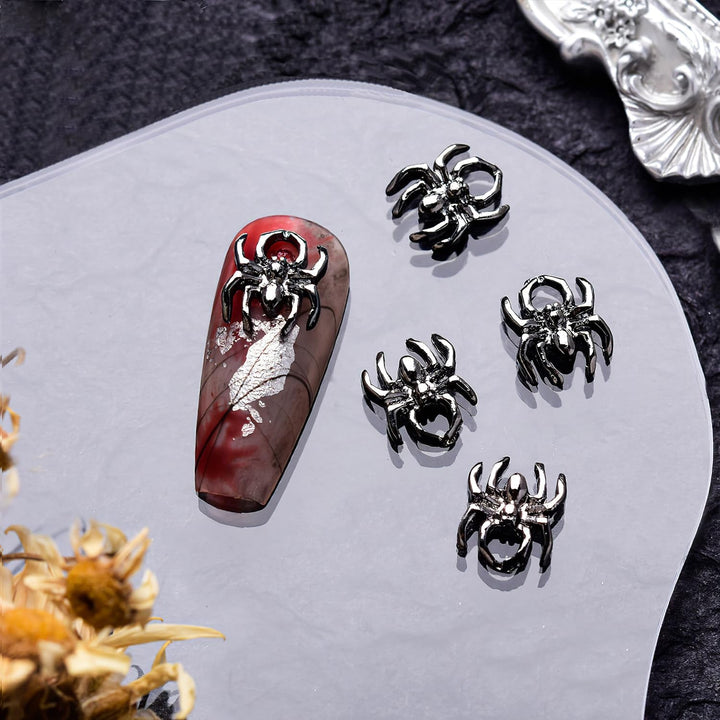 40 Stück 3D-Halloween-Nagelkunst-Charms, Vintage-Punk-Legierung, Nagelanhänger, Totenkopf, Geist, Fledermaus, Spinne Mit Strasssteinen, Legierung, Nagelkunst, Schmuck Für Halloween, DIY,