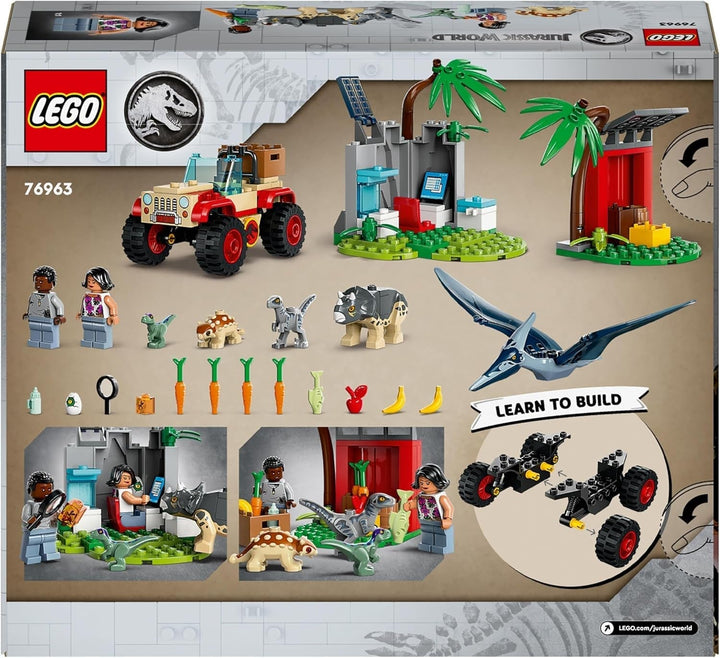 LEGO Jurassic World Rescue Centre for Baby Dinosaurs, set cu figurine mici de dinozauri, inclusiv Triceratops, Ankylosaurus și Velociraptor, cadou de construcție pentru băieți și fete de la 4 ani 76963 Seturi de constructie Besuche den LEGO-Store