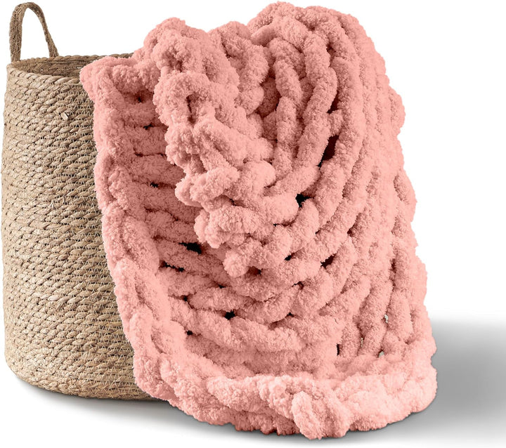 Chunky pătură tricotate, arunca, 100% mână tricotate cu jumbo chenille fire (127 X 152.4 Cm, gri liliac) Paturi si Cuverturi Adyrescia Shell roz 50 "X60"