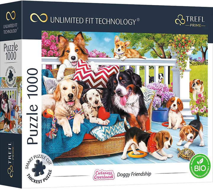 Trefl 26196 1500 elemente, carton cel mai gros, organic, ECO, Italia, apus de soare, divertisment pentru adulți și copii de la 12 ani, Uft-Puzzle Romantic Sunset: Vernazza, Liguria, Italia Puzzle Naty Shop Puzzle Cuteess Overload: Prietenia câinilor 1000