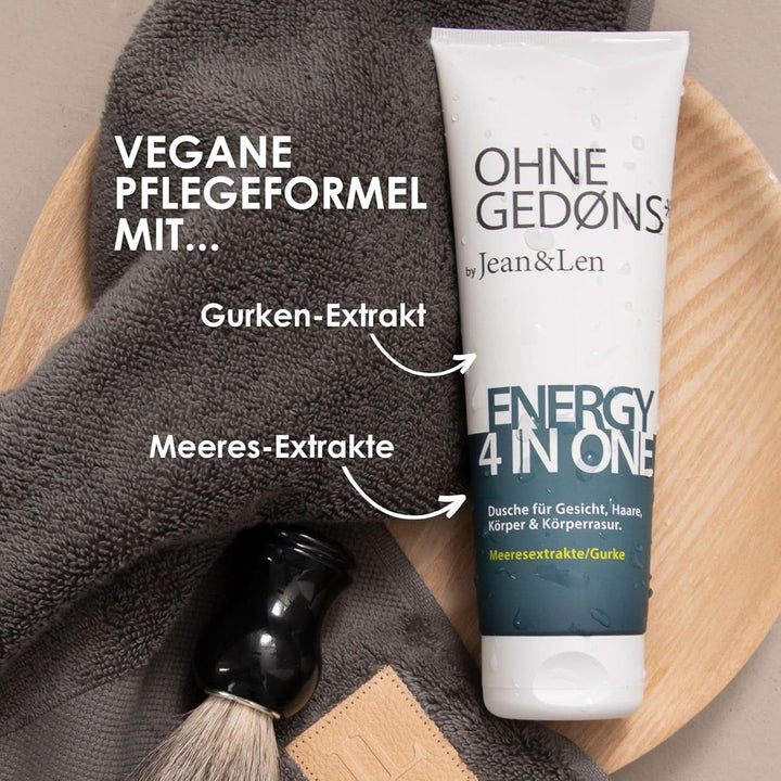 Jean & Len Energy 4 in1, Gel de duș pentru față, păr, corp și bărbierit, 250 ml Duș și baie Naty Shop