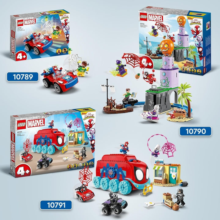 LEGO 10789 Marvel Spider-Man's Car And Doc Ock Set, Spidey And His Super Friends, Jucărie construibilă pentru băieți și fete de la 4 ani, cu piese care strălucesc în întuneric Seturi de constructie Besuche den LEGO-Store