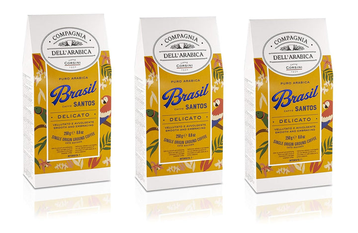 Caffè Corsini - Cafea boabe 3 X 250 grame, Compagnia Dell'Arabica, diverse arome, origine unică, total 750G Cafea Naty Shop Brazilia Cafea măcinată