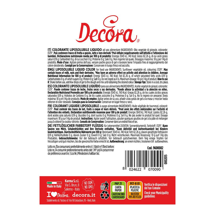 Decora, colorant alimentar liposolubil, lichid, 15 grame Coloranti Alimentari Naty Shop