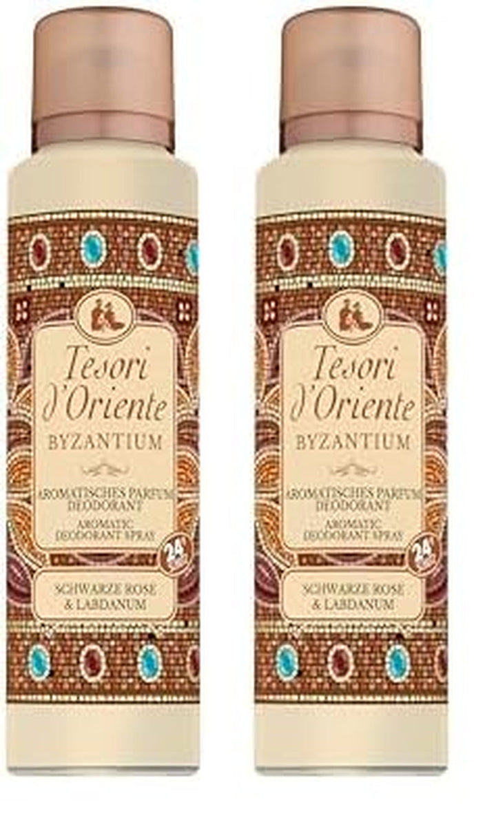 Deodorant parfumat aromatic TESORI D'ORIENTE „Byzantium” 150 ml, cu trandafir negru și labdanum, protecție 24 de ore, ritual de wellness pentru corp și simțuri