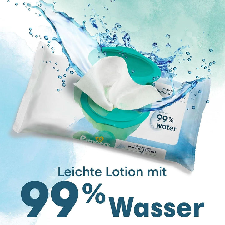 Șervețele umede Pampers Harmonie Aqua, șervețele umede care ajută la restabilirea valorii naturale a pH-ului pielii, loțiune ușoară cu 99% apă Servetele Umede Bebelusi Naty Shop