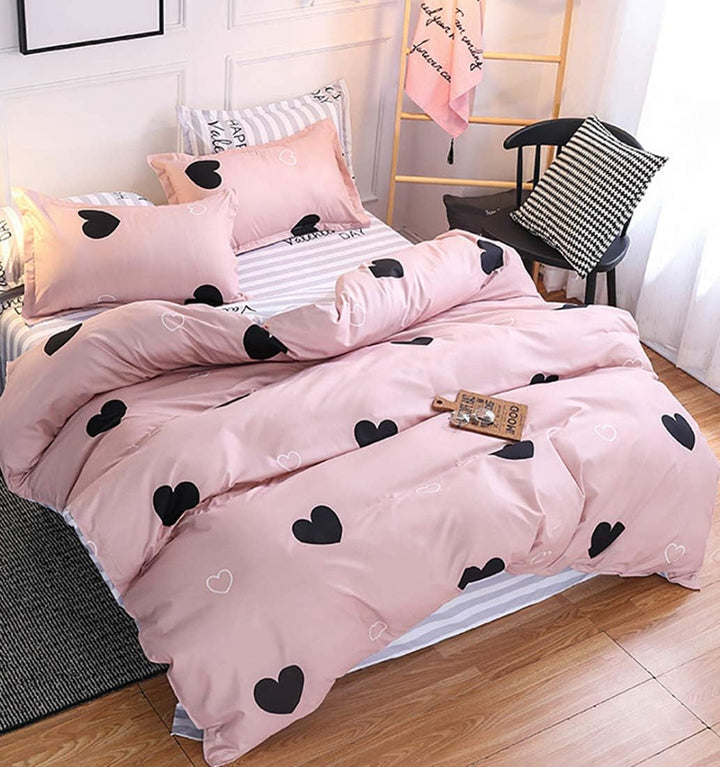 Ashanlan Mädchen Rosa Bettwäsche Schmetterling 135 X 200 Kinderbettwäsche Pink Bunt Butterfly 100% Mikrofaser Kinder Bettbezug Mit Kissenbezug 80X80 Naty Shop Herzen 135X200 + 80X80 Cm