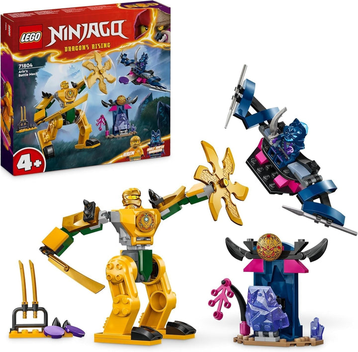 LEGO NINJAGO Arin's Battle Mech, jucărie Ninja pentru copii cu vârsta de peste 4 ani Cu figuri Incl. Arin cu mini katana, figurine de acțiune și mech-uri, cadou mic pentru băieți și fete 71804 Seturi de constructie Besuche den LEGO-Store Singur