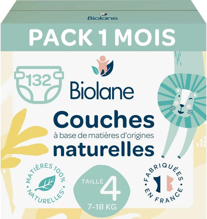 Scutece Biolane pentru piele sensibila - deosebit de absorbanta, fara scurgeri, 12 ore uscate, diverse marimi Mama si Copilul Naty Shop Mărimea 4 (132 scutece)