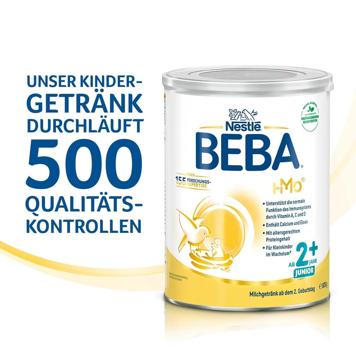 Băutură cu lapte BEBA Junior 2+ de la a 2-a aniversare, mâncare pentru copii cu HMO 2'-FL, numai lactoză, fără ulei de palmier, pachet 6 (6 x 800 g) Mama si Copilul Naty Shop