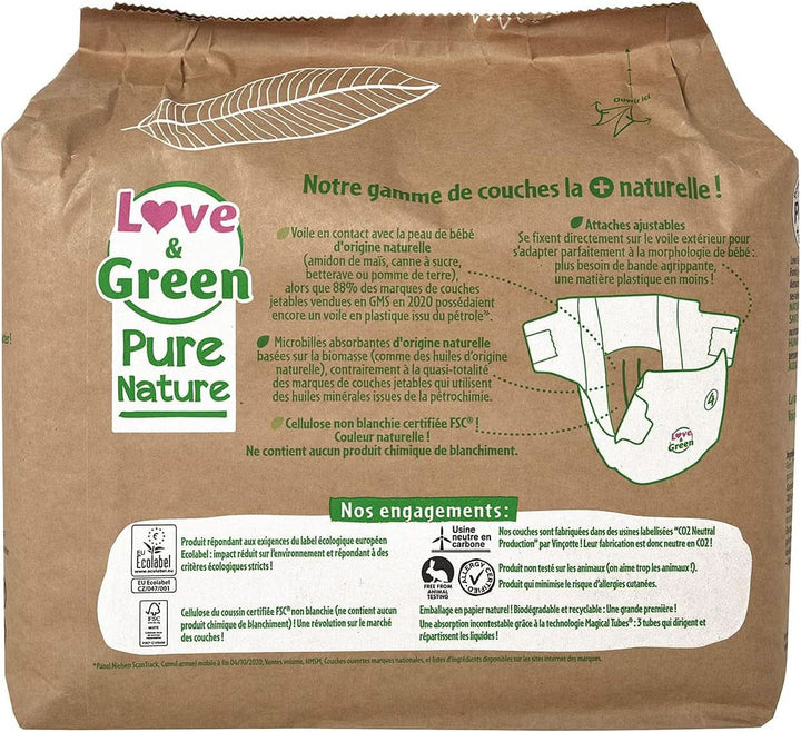 Love Green Nature, scutece ecologice nealbite, fara clor, diverse marimi Mama si Copilul Naty Shop