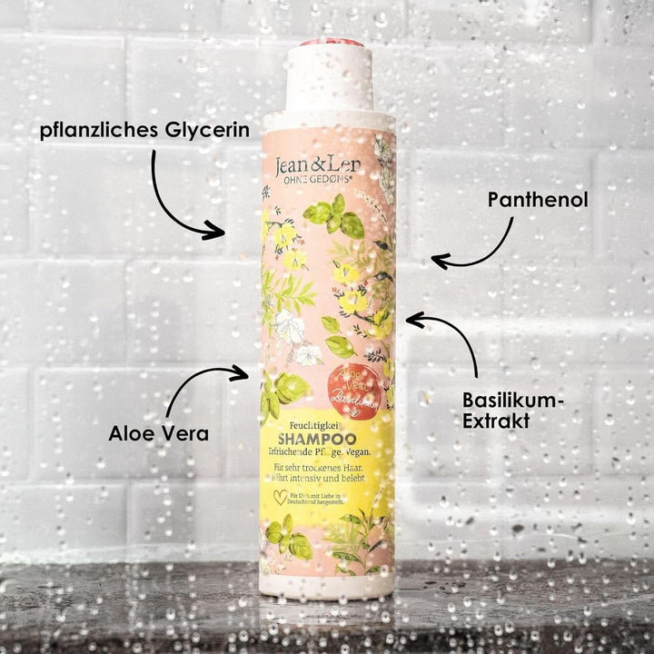 Șampon hidratant Jean & Len Aloe Vera & Busuioc, pentru păr foarte uscat, 300 ml Duș și baie Naty Shop