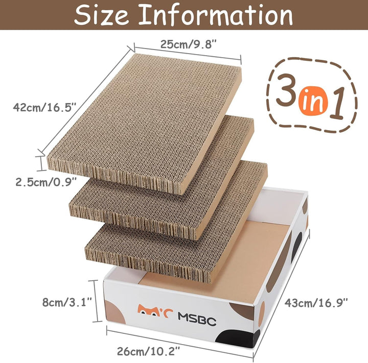 HAPPY HACHI, 3 buc. scânduri de zgâriat pentru pisici cu carton tip catnip, robust, față-verso, pentru pat, mobilier, pachet de protecție