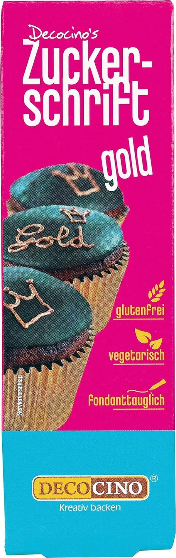 Decocino Zuckerschrift in Gold Lebensmittelfarben-Schrift Praktische Tube Zur Beschriftung Von Fondant & Glasuren Back-Deko Für Torten, Kuchen & Cup-Cakes! Coloranti Alimentari Naty Shop Gold 18 G (1Er Pack)