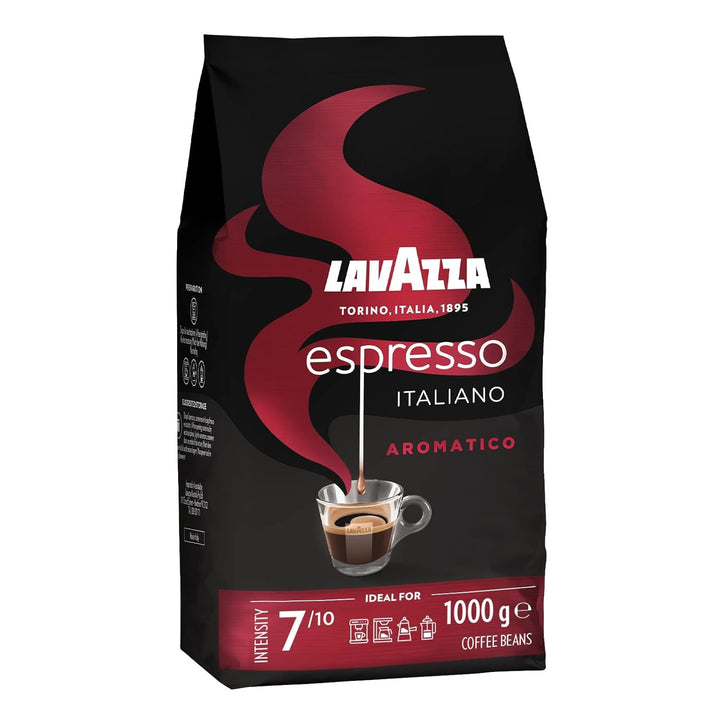 Lavazza Espresso , boabe de cafea pentru mașini de espresso, aromă echilibrată și aromată de fructe și flori, 100% Arabica și Robusta organice Cafea Naty Shop 1 Kg Aromatico