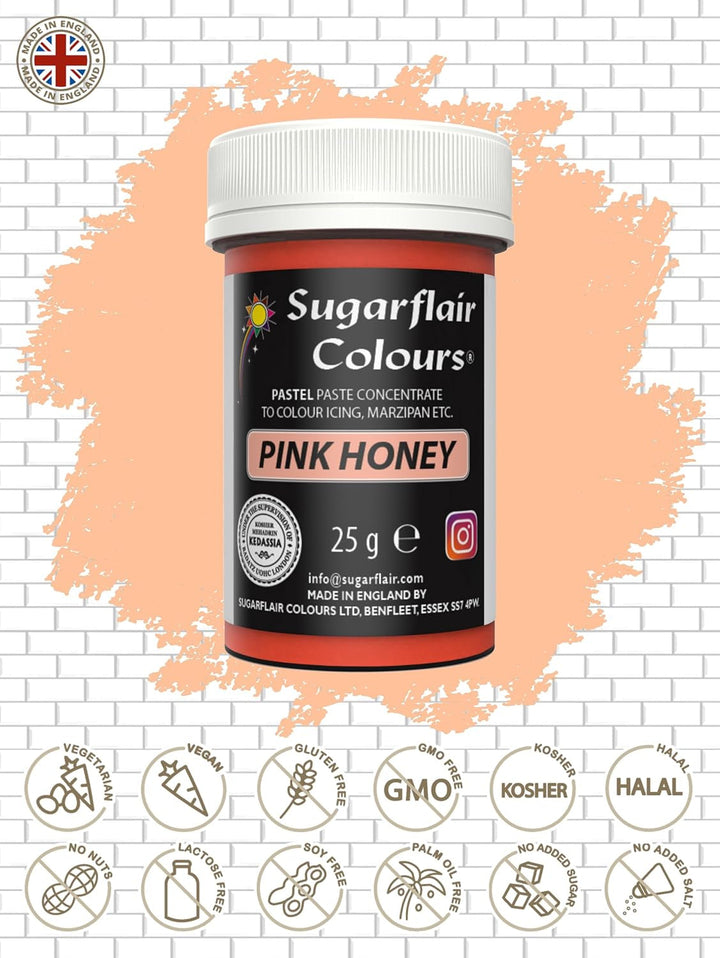 Sugarflair Lebensmittelfarbe Pasta Pastel Pinkes Honig, Pasta Lebensmittel Farbe Für Fondant Und Marzipan, Spectral Concentrated Paste Colours - 25G Coloranti Alimentari Naty Shop