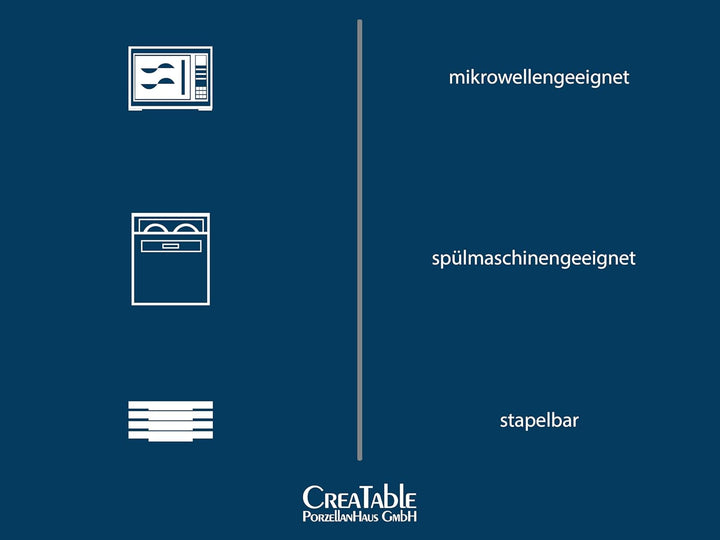 Creatable, 20341, Serie Luna Weiss, 18-Teiliges Geschirrset Für 6 Personen, Teller Set Aus Porzellan, Spülmaschinen- Und Mikrowellengeeignet, Qualitätsproduktion Seturi vesela masa Naty Shop