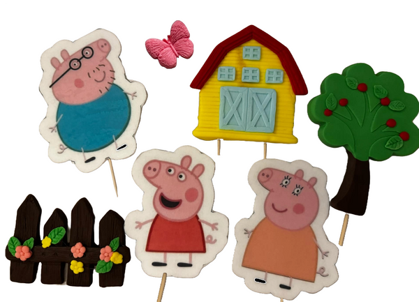 Set 7 decoratiuni comestibile din pasta de zahar, Peppa Pig Decoratiuni din Pasta de Zahar Naty Shop