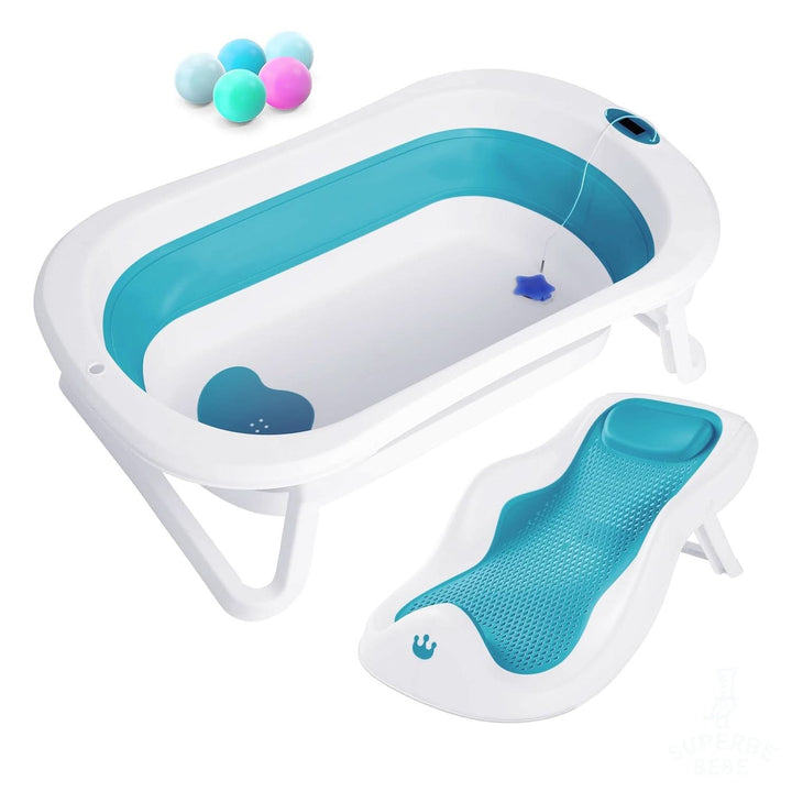 Cada de baie pliabila pentru bebelusi cu perna de baie si termometru integrat Mama si Copilul Naty Shop