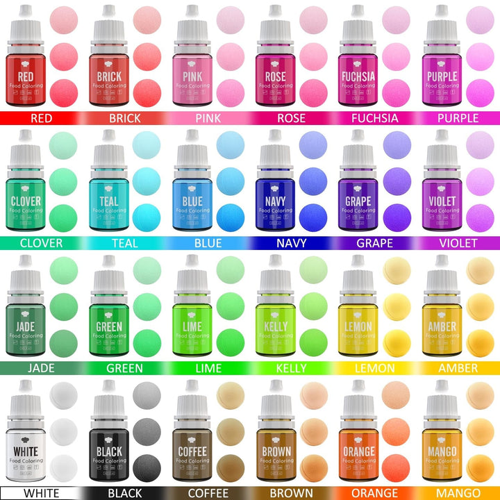 Lebensmittelfarbe - 24 Lebendige Lebensmittel Farben Zum Backen, Kuchen Dekorieren, Zuckerguss, Kekse, Fondant Und Macaron - Flüssige Food Coloring Für Die Seifenherstellung Und Basteln - 24 X 6Ml Naty Shop