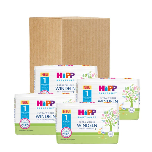 Hipp Babysanft scutece Newborn 1 cutie de depozitare (4 x 24 bucăți) Mama si Copilul Naty Shop