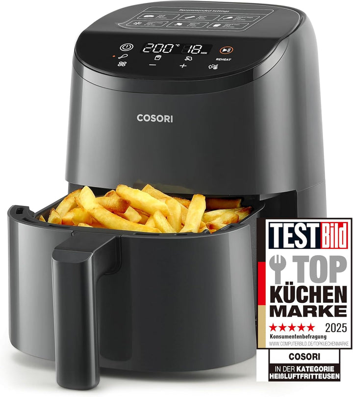 COSORI Hot Air Fryer Airfryer, 12-In-1 Air Fryer XXL 6.2L, Hot Air Fryer cu fereastră de vizualizare și memento de agitare, 80 de rețete Electrocasnice Naty Shop Negru deschis 2L Mini