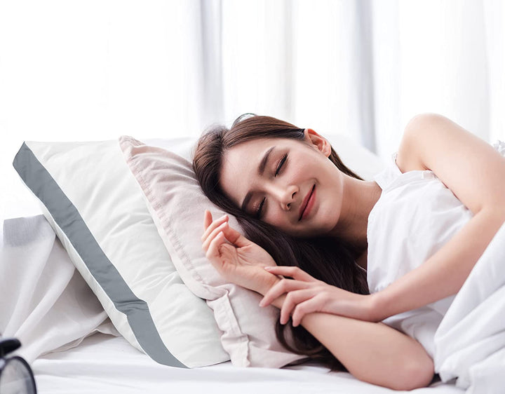 Utopia Bedding pernă pentru dormit lateral (pachet de 2), pernă de pat de înaltă calitate, pentru dormit lateral, cu burduf gri, dimensiune regină, 45,7 X 66 cm (UB760-2) Perne standard Naty Shop
