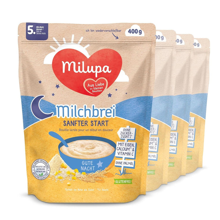 Terci de lapte Milupa Gentle Start - Terci pentru bebeluși fără gluten, fără ulei de palmier - fără conservanți și coloranți - din luna a 5-a Mama si Copilul Naty Shop Terci de seara